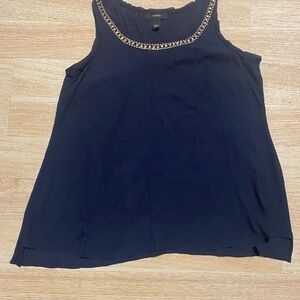 Alfani Navy Sleeveless Top with Embellished Neckline - Size 10 Preowned